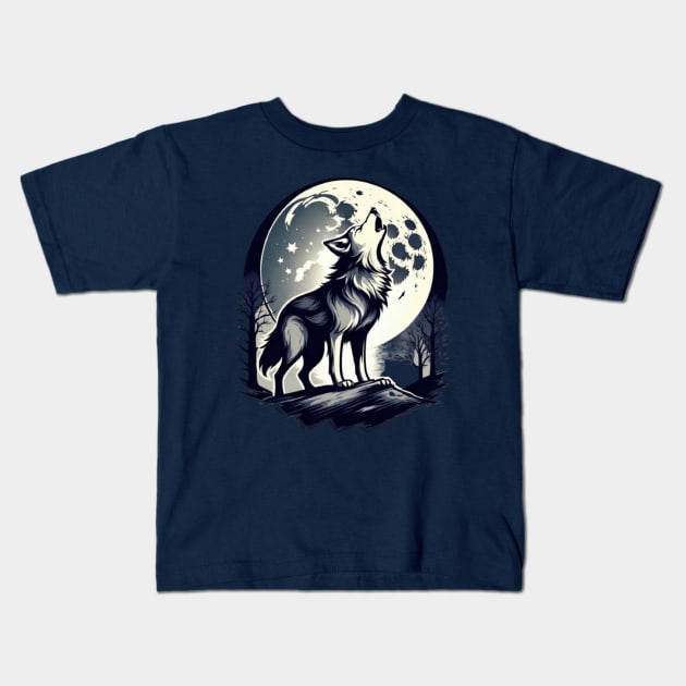 Howling wolf gift ideas Kids T-Shirt by WeLoveAnimals